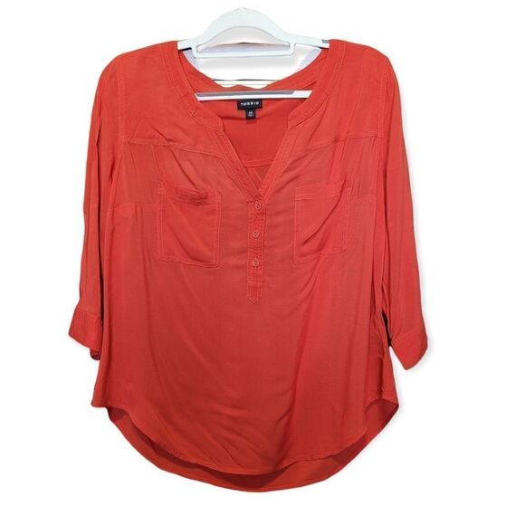 Torrid Rust Color 3/4 Sleeve Blouse - Picture 1 of 4